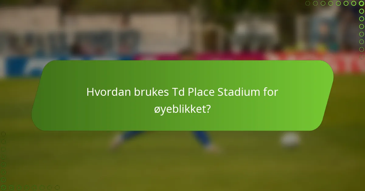 Hvordan brukes Td Place Stadium for øyeblikket?